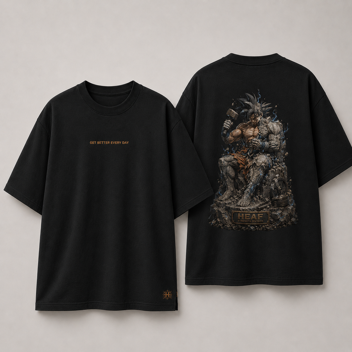 Camiseta Oversized Reconstrução Goku Preta