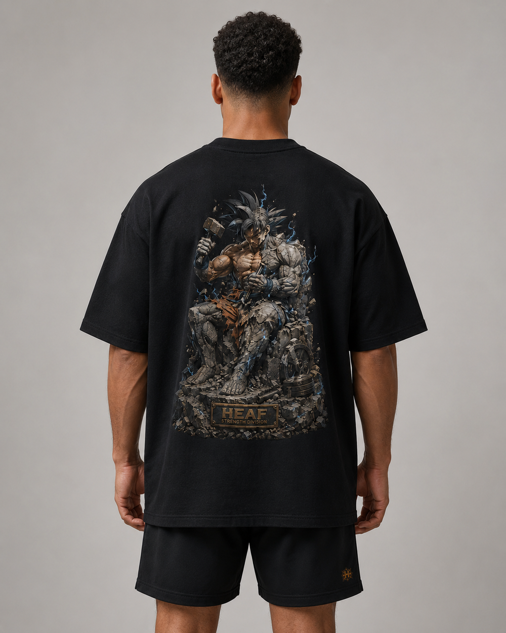 Camiseta Oversized Reconstrução Goku Preta