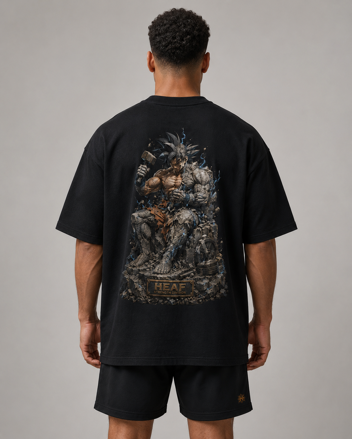 Camiseta Oversized Reconstrução Goku Preta
