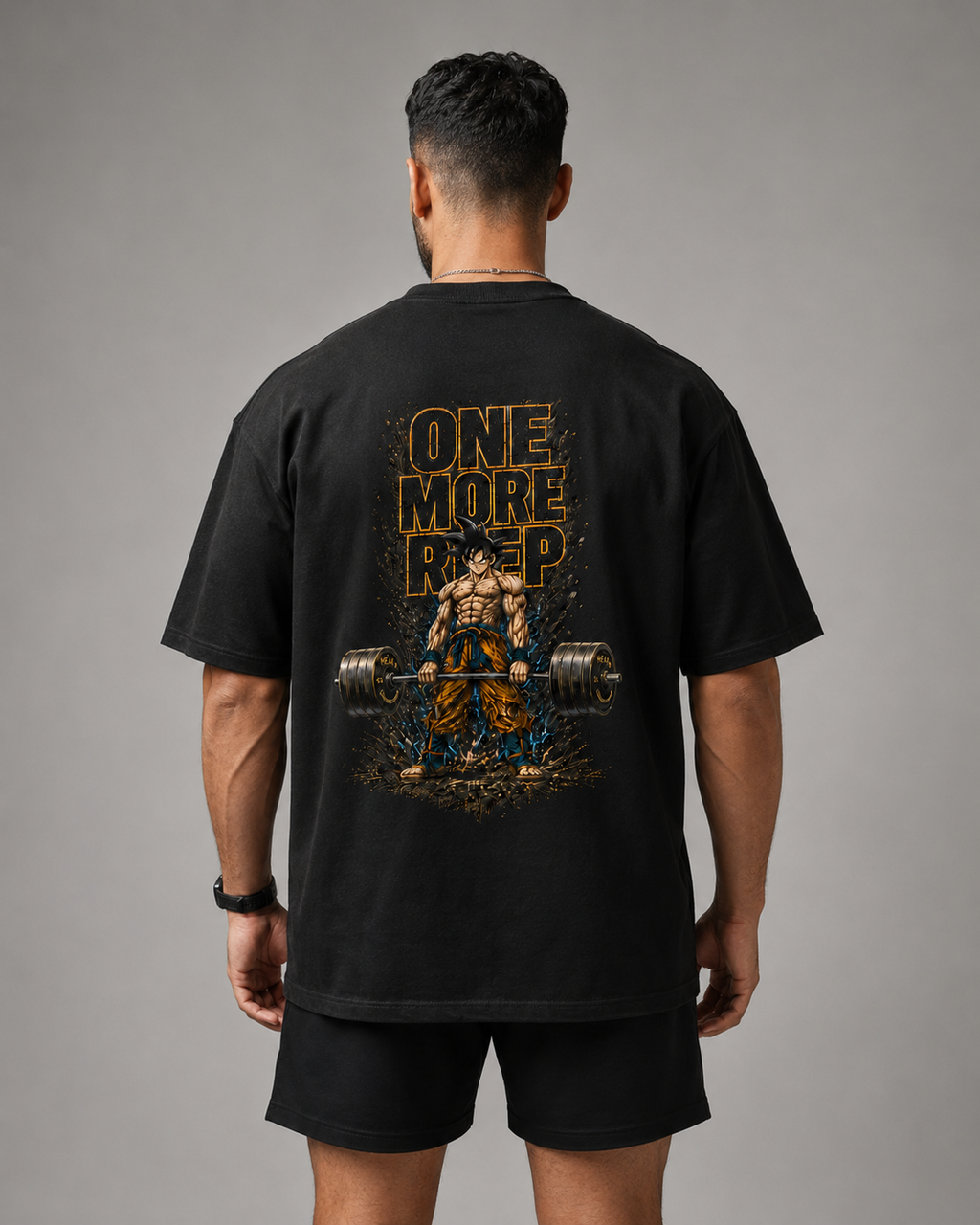 Camiseta Oversized One more rep Goku Deadlift Preta