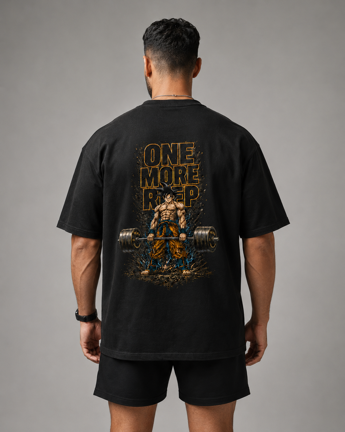 Camiseta Oversized One more rep Goku Deadlift Preta
