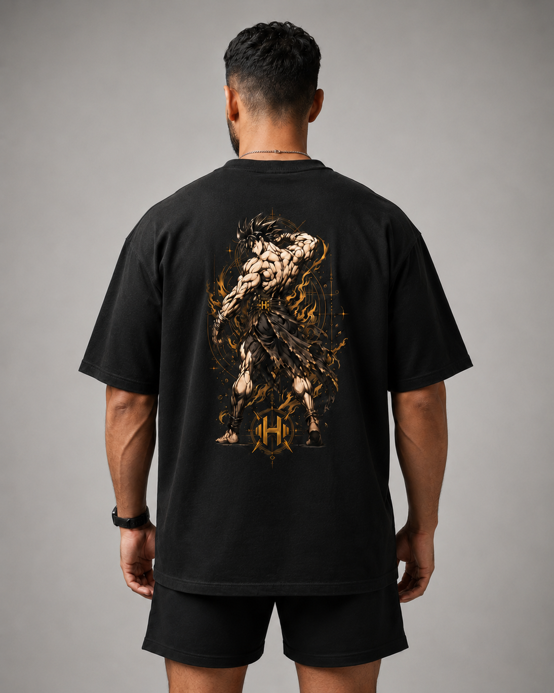 Camiseta Oversized Goku Bodybuilder Preta