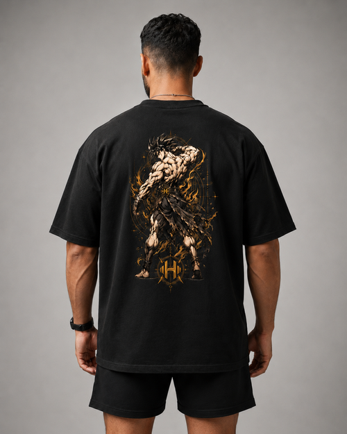 Camiseta Oversized Goku Bodybuilder Preta