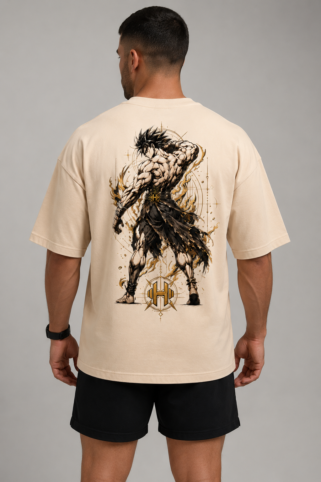 Camiseta Oversized Goku Bodybuilder Off White