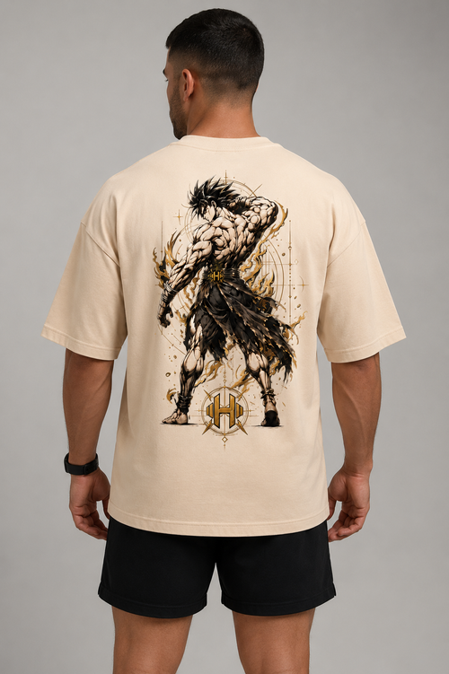 Camiseta Oversized Goku Bodybuilder Off White