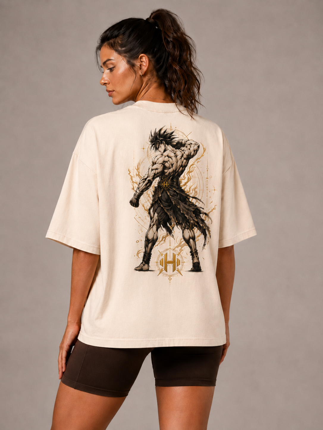Camiseta Oversized Goku Bodybuilder Off White