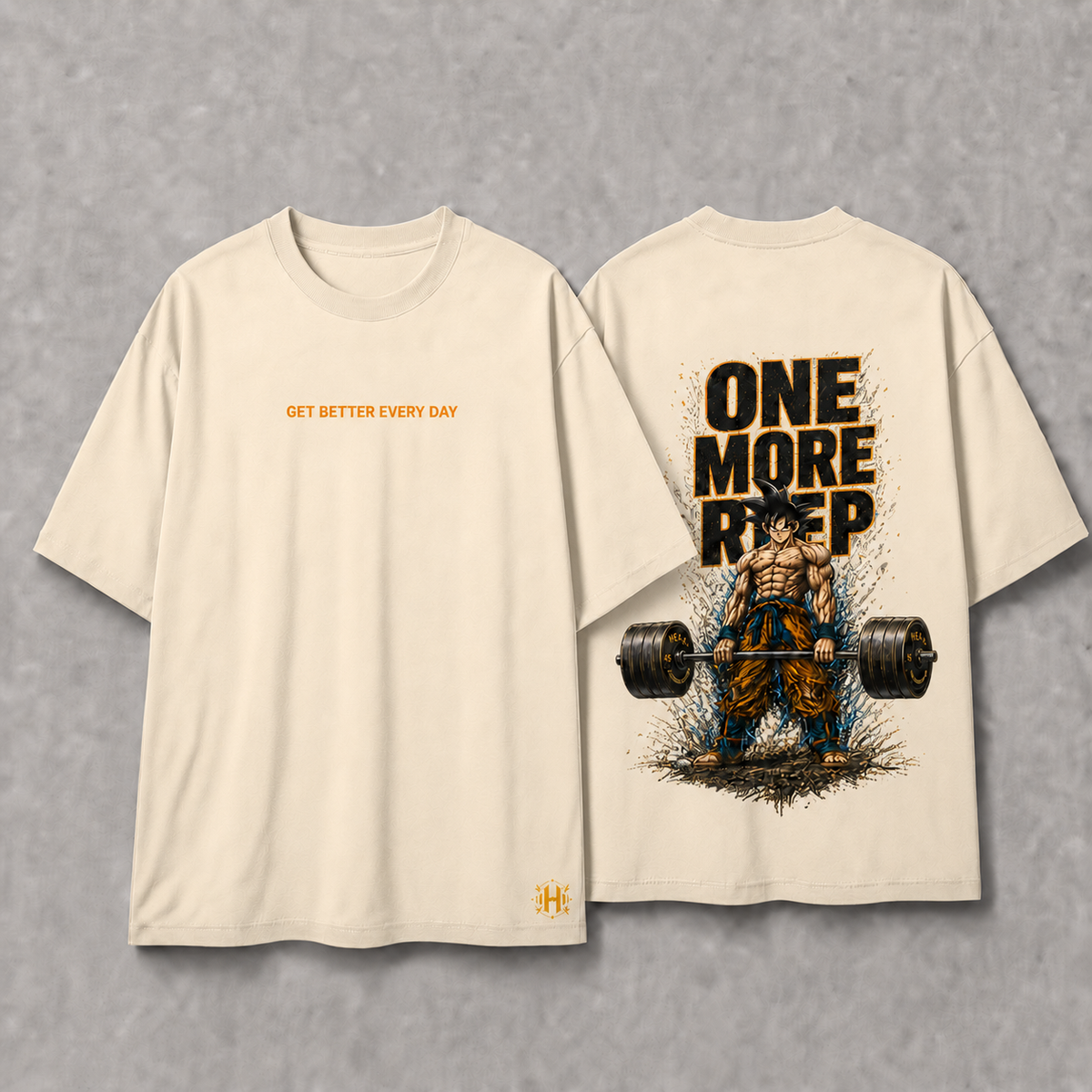 Camiseta Oversized One more rep Goku Deadlift Off White