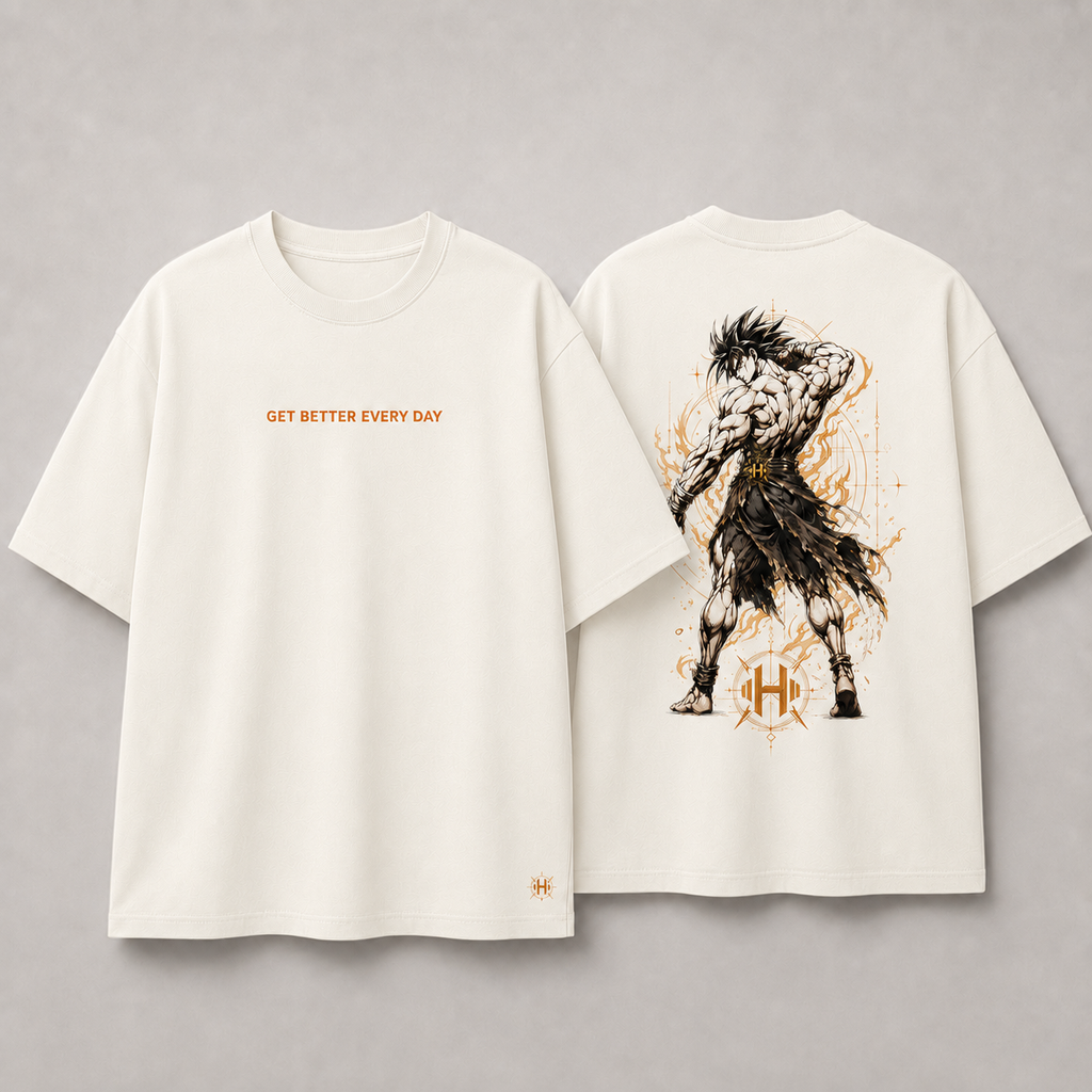 Camiseta Oversized Goku Bodybuilder Off White