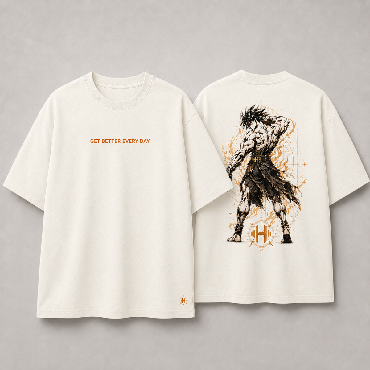 Camiseta Oversized Goku Bodybuilder Off White
