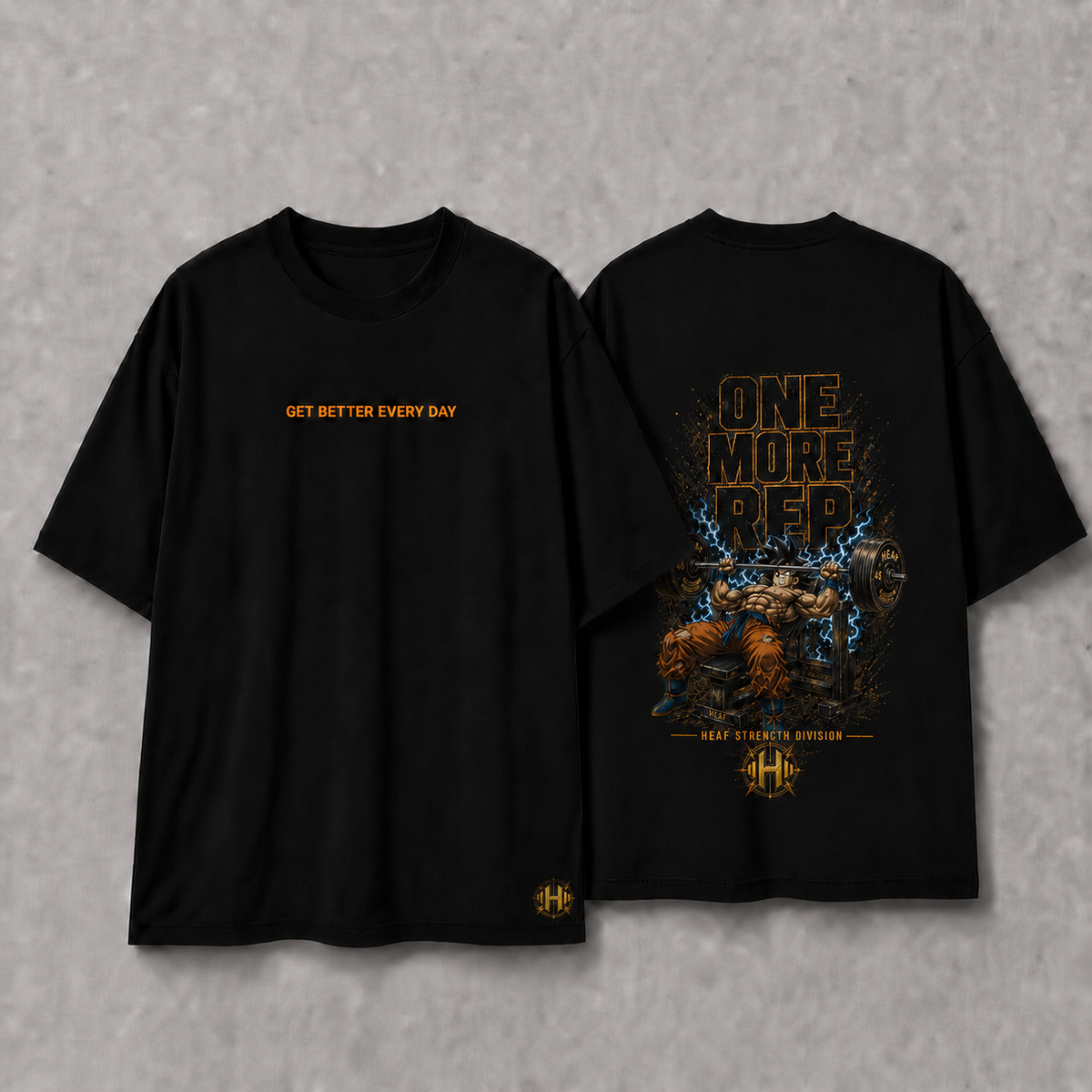 Camiseta Oversized One more rep Goku Supino Preta
