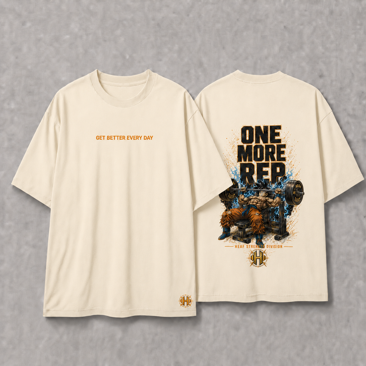 Camiseta Oversized One more rep Goku Supino Off White