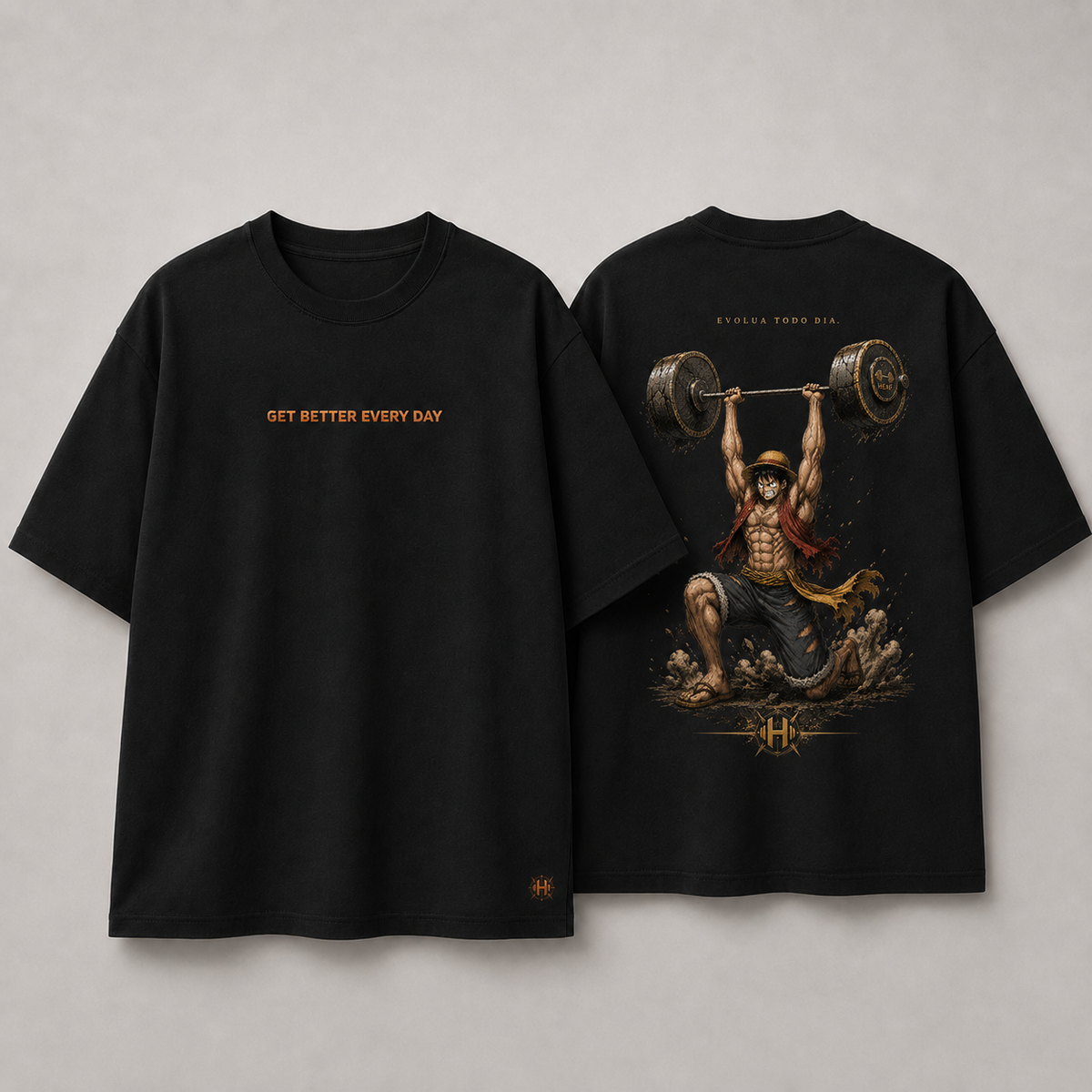 Camiseta Oversized Luffy Strongest Preta