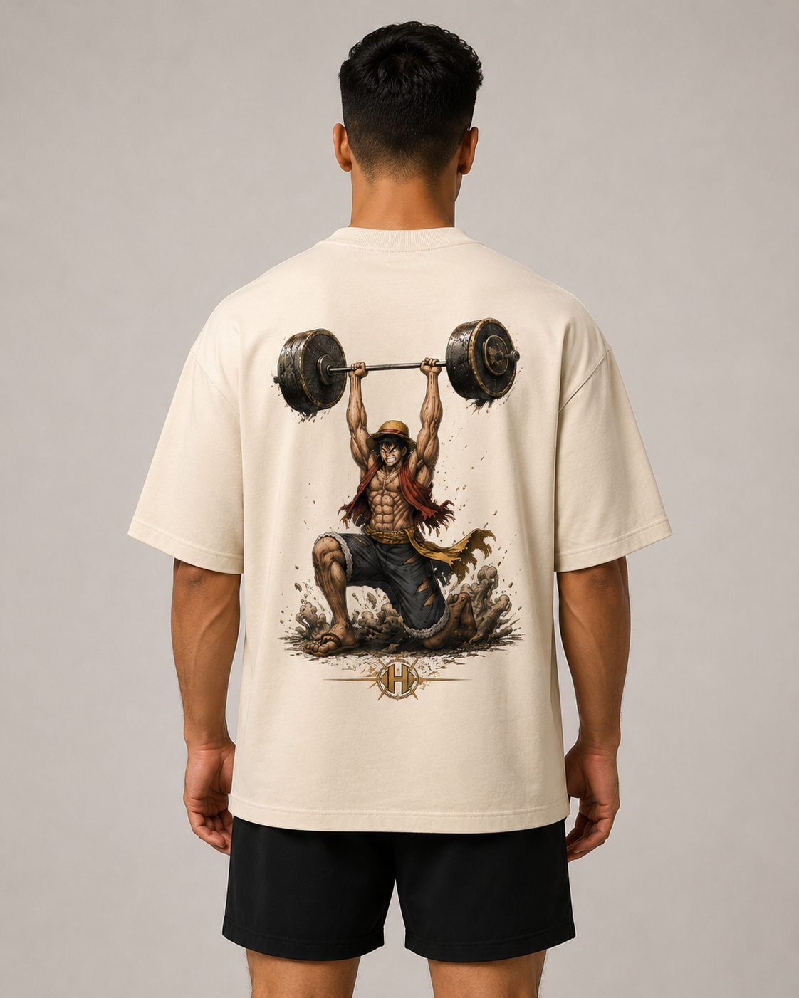 Camiseta Oversized Luffy Strongest Off White