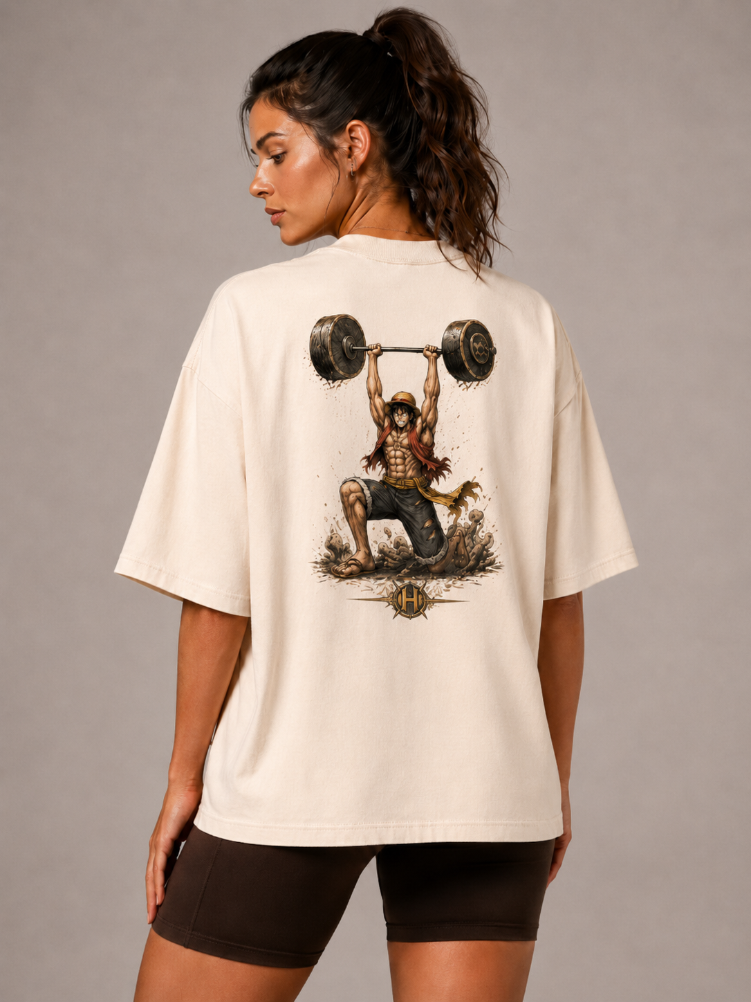 Camiseta Oversized Luffy Strongest Off White