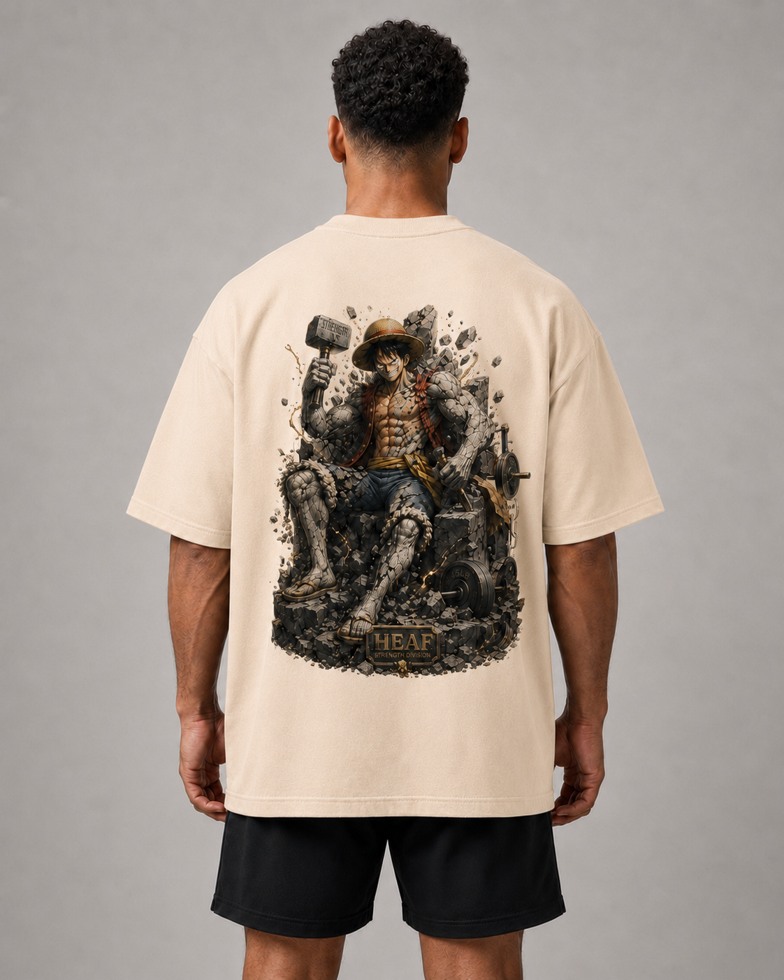 Camiseta Oversized Reconstrução Luffy Off White