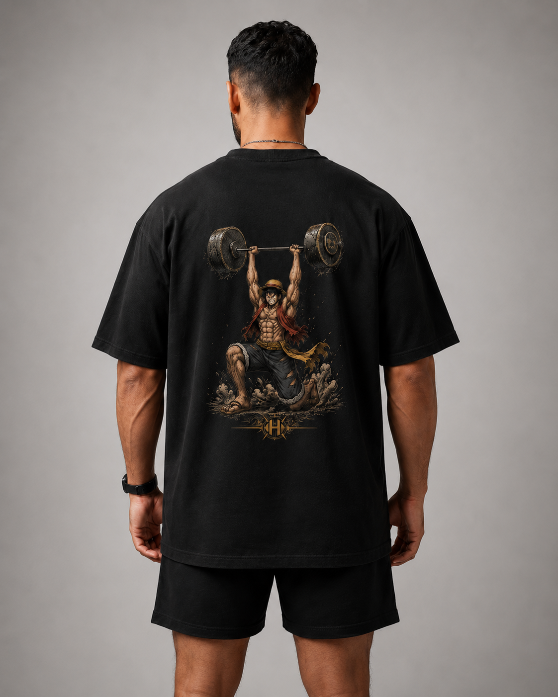 Camiseta Oversized Luffy Strongest Preta