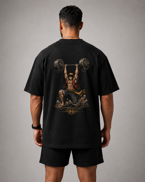 Camiseta Oversized Luffy Strongest Preta