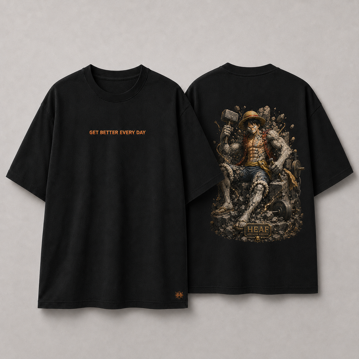 Camiseta Oversized Reconstrução Luffy Preta