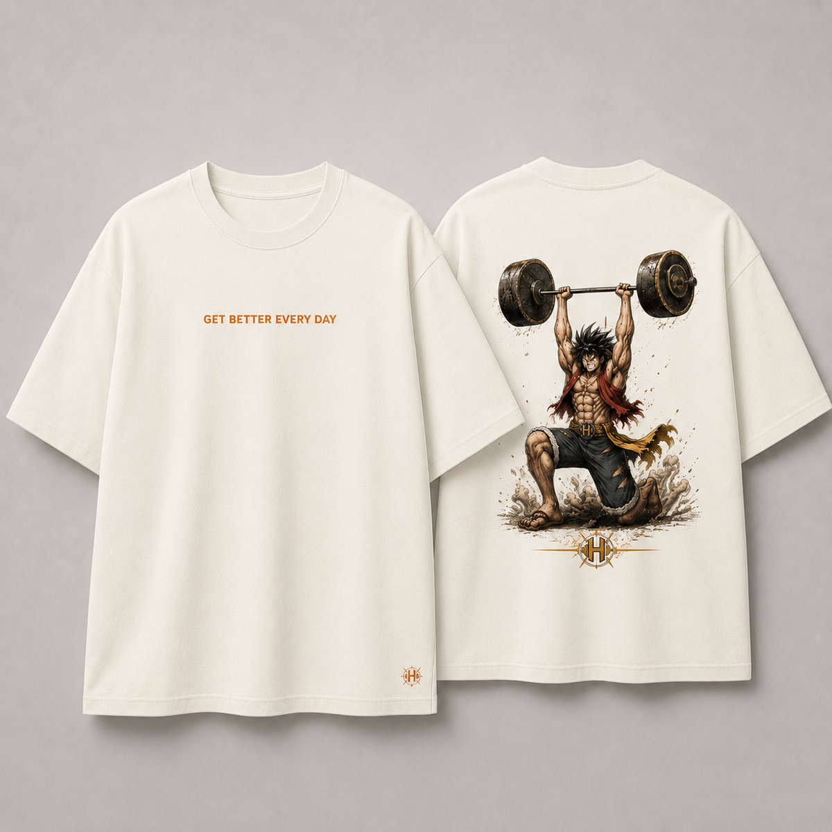 Camiseta Oversized Luffy Strongest Off White