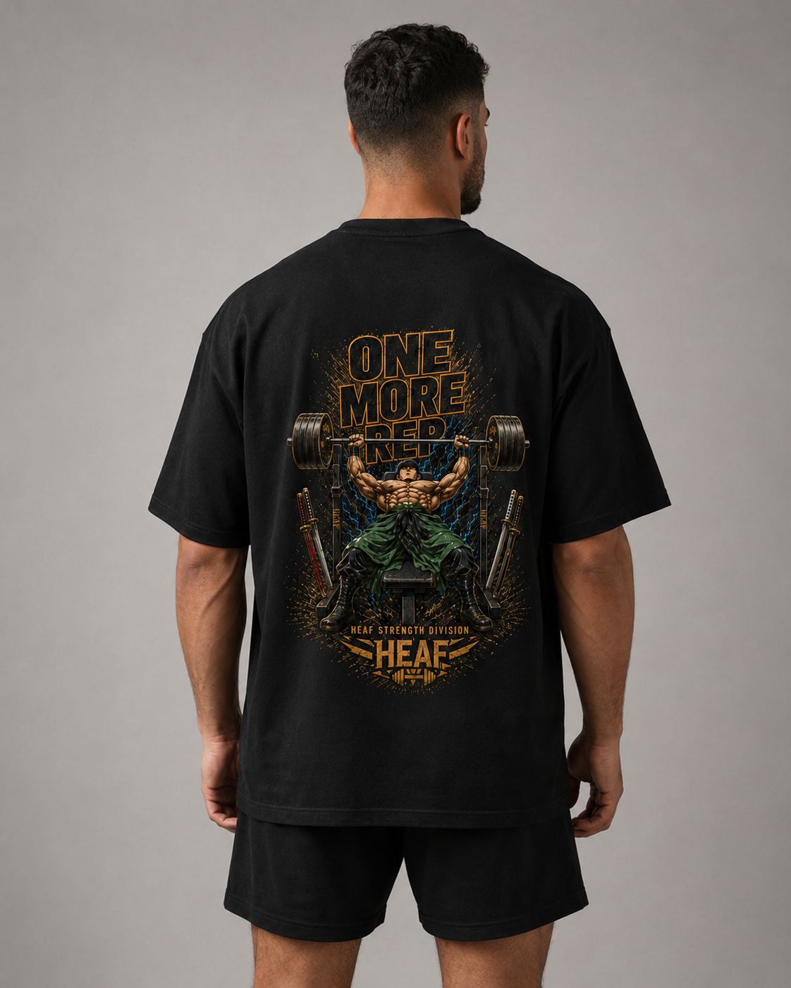 Camiseta Oversized One more rep Zoro Supino Preta