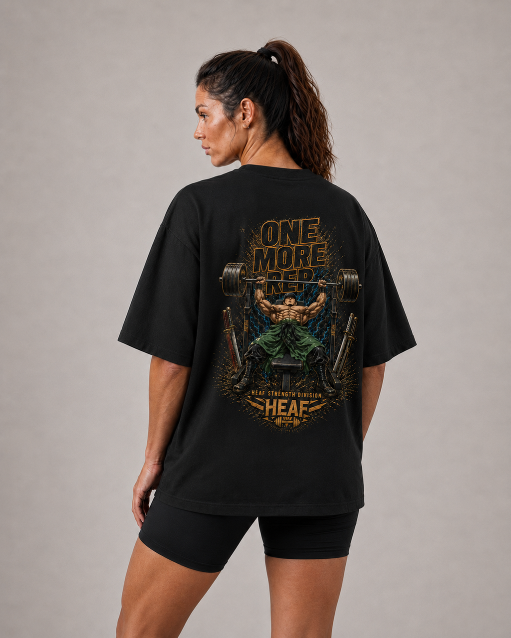Camiseta Oversized One more rep Zoro Supino Preta