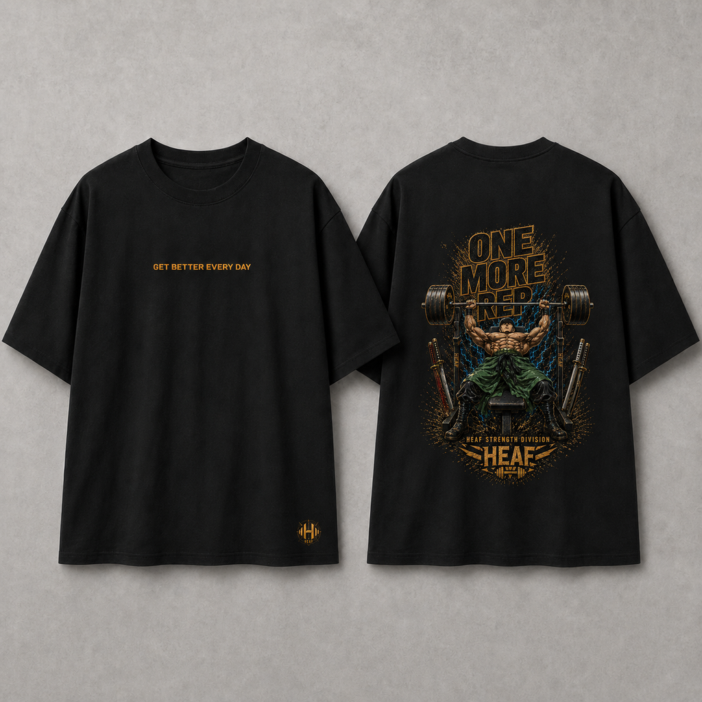 Camiseta Oversized One more rep Zoro Supino Preta