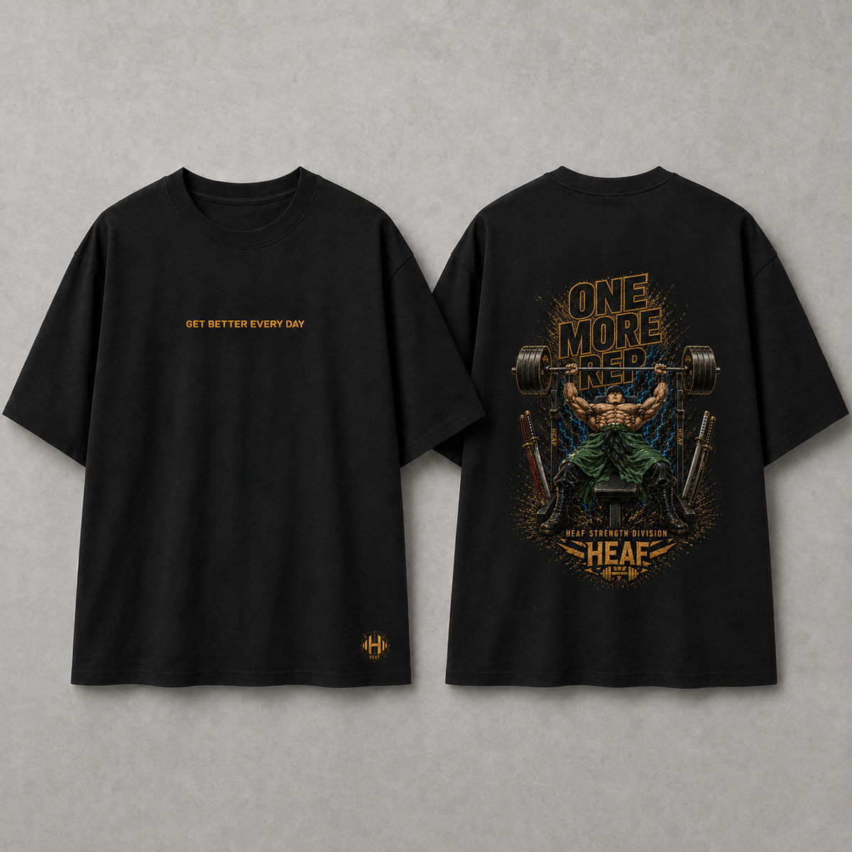 Camiseta Oversized One more rep Zoro Supino Preta
